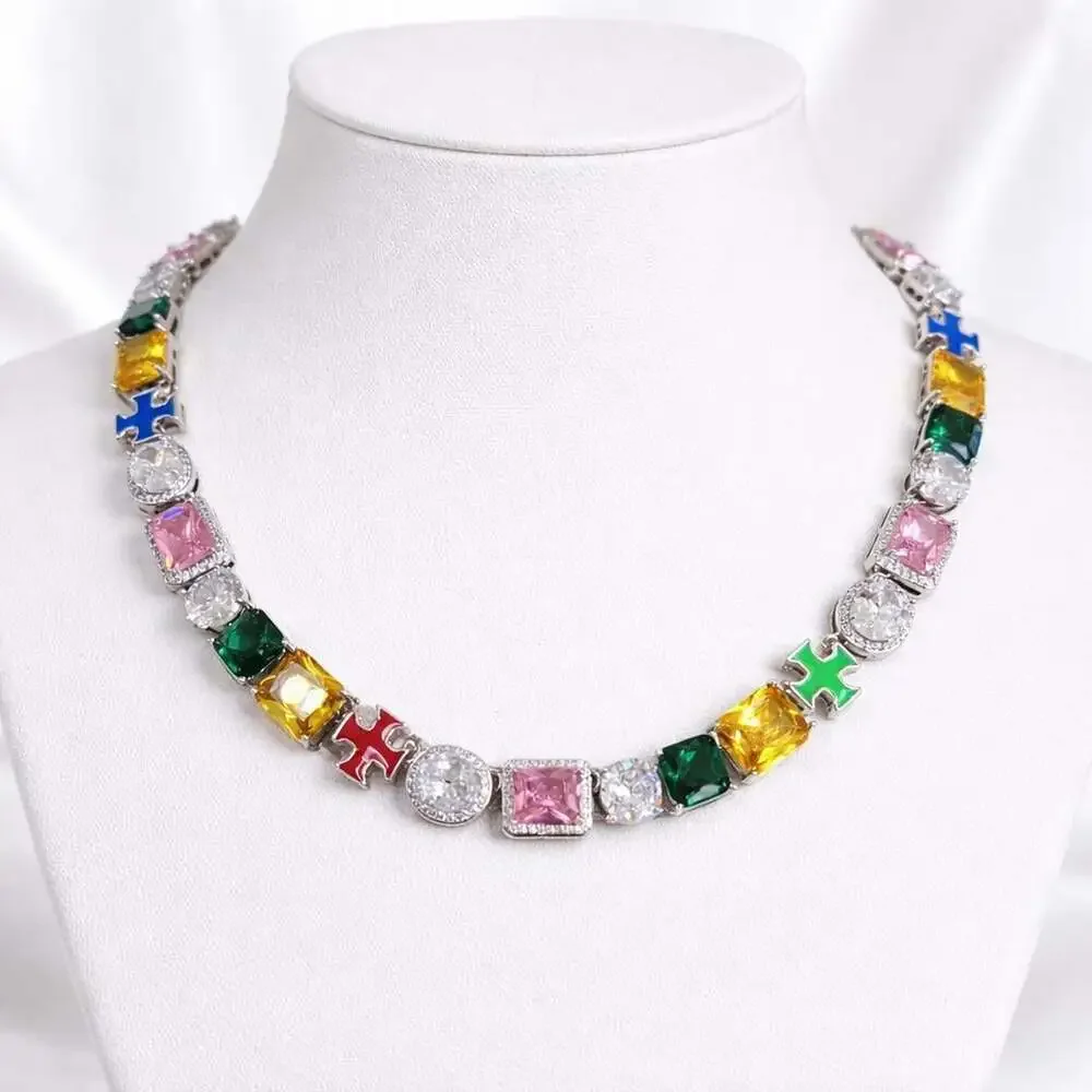 Multicolor Gemstone Tennis Necklace 20 Inch